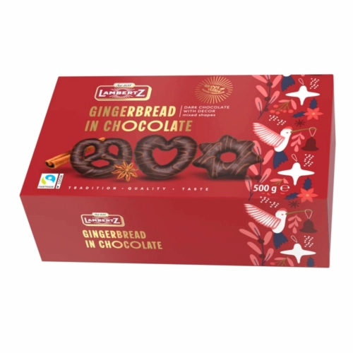 Lambertz pierniki w ciemnej czekoladzie różne kształty w pudełku 500g