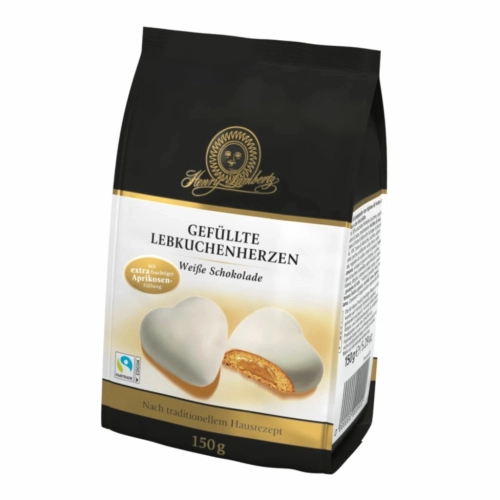 Lambertz piernikowe Serca z Nadzieniem Morelowym w Białej Czekoladzie 150g