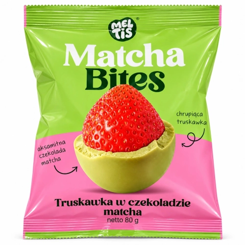 Meltis Matcha Bites truskawka w aksamitnej czekoladzie matcha 80g
