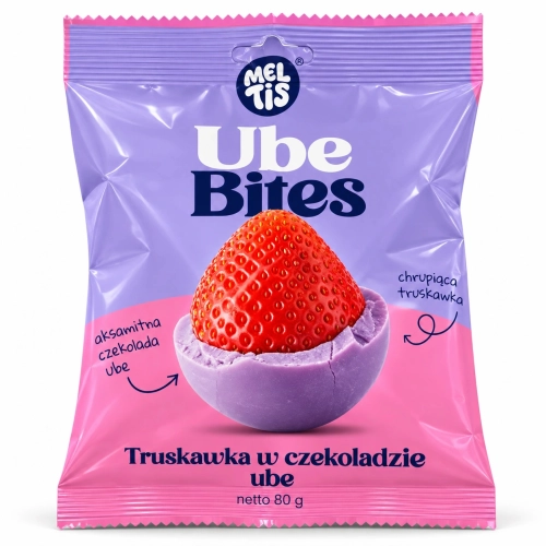 Meltis Ube Bites chrupiąca truskawka w czekoladzie Ube 80 g
